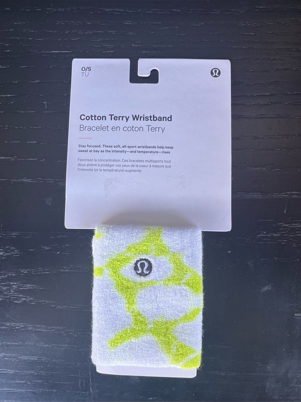 Lululemon Cotton Terry Lime Green And White Wrist Bands New